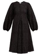 Matchesfashion.com Ganni - Sandrose Broderie Anglaise Cotton Dress - Womens - Black