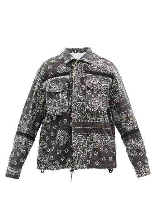 Sacai - Bandana-print Cotton-canvas Shirt - Mens - Black