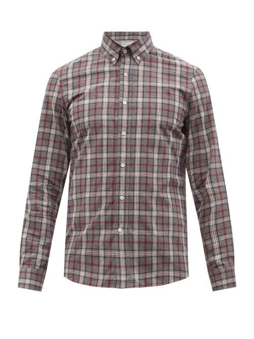 Brunello Cucinelli - Slim-fit Check-cotton Madras Flannel Shirt - Mens - Grey Multi