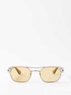 Garrett Leight - Goldie 50 Aviator Metal Sunglasses - Mens - Yellow