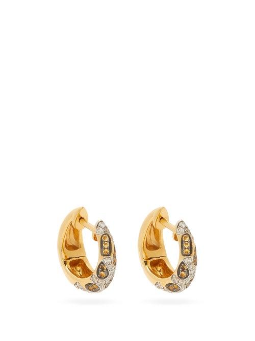 Matchesfashion.com Yvonne Lon - Diamond, Citrine & 18kt Gold Hoop Earrings - Womens - Crystal