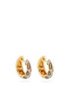 Matchesfashion.com Yvonne Lon - Diamond, Citrine & 18kt Gold Hoop Earrings - Womens - Crystal