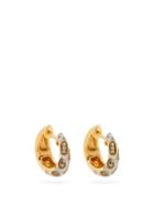 Matchesfashion.com Yvonne Lon - Diamond, Citrine & 18kt Gold Hoop Earrings - Womens - Crystal