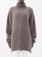 Raey - Responsible Wool Displaced-sleeve Roll-neck Jumper - Womens - Brown