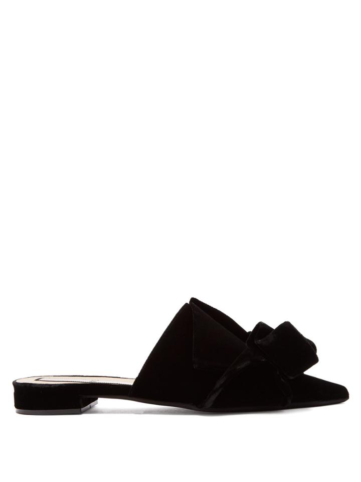 No. 21 Velvet Knot-front Backless Loafers