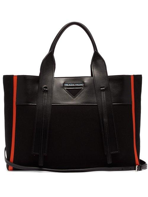 Matchesfashion.com Prada - Ouverture Canvas And Leather Tote - Womens - Black Orange