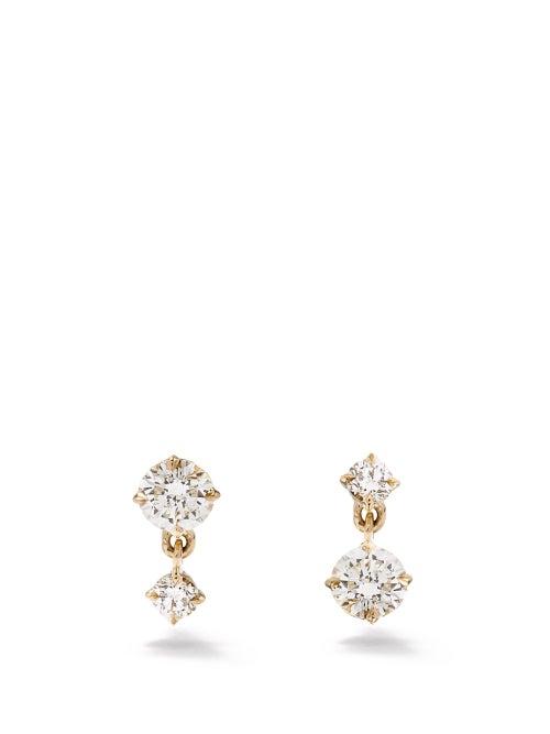 Lizzie Mandler - Clat Diamond & 18kt Gold Drop Earrings - Womens - Yellow Gold