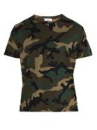 Matchesfashion.com Valentino - Studded Camouflage Print Cotton T Shirt - Mens - Green