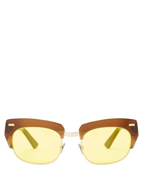 Matchesfashion.com Acne Studios - Isabella Square Frame Sunglasses - Womens - Yellow Multi