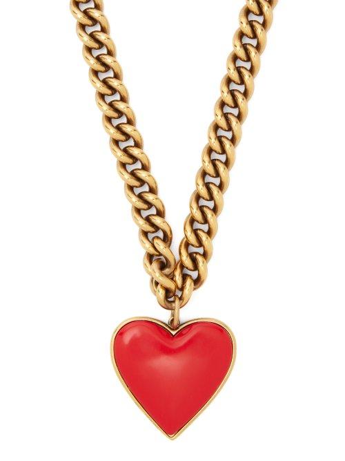 Matchesfashion.com Balenciaga - Heart Pendant Curb Chain Necklace - Womens - Red