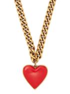 Matchesfashion.com Balenciaga - Heart Pendant Curb Chain Necklace - Womens - Red