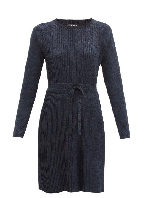Matchesfashion.com A.p.c. - Camilla Drawstring Lurex Ribbed Dress - Womens - Black