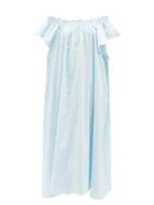 Loup Charmant - Hydra Off-the-shoulder Organic-cotton Poplin Dress - Womens - Blue