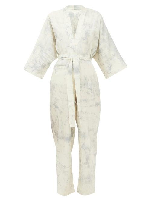 Matchesfashion.com Mes Demoiselles - Cirrus Tie-dye Cotton Jumpsuit - Womens - Blue White