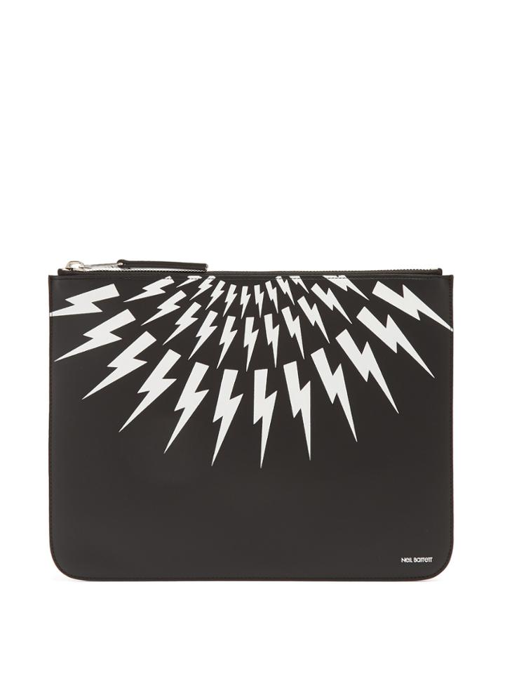 Neil Barrett Lightning Bolt-printed Leather Pouch