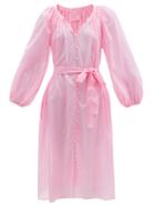 Matchesfashion.com Loup Charmant - Maya Tie-waist Cotton Dress - Womens - Pink
