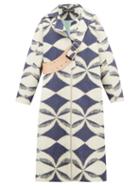 Matchesfashion.com Chopova Lowena - Leather-strap Wool-blend Coat - Womens - Blue