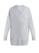 Matchesfashion.com The Row - Sabrinah Oversized V Neck Wool Sweater - Womens - Light Blue