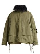 Yves Salomon Army Mongolian Fur-trimmed Patchwork Cotton Jacket