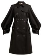 Matchesfashion.com Burberry - Double Breasted Cotton Gabardine Trench Coat - Womens - Black