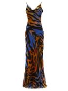 Matchesfashion.com Rat & Boa - Fabienne Zebra-print Open-back Chiffon Slip Dress - Womens - Black Multi