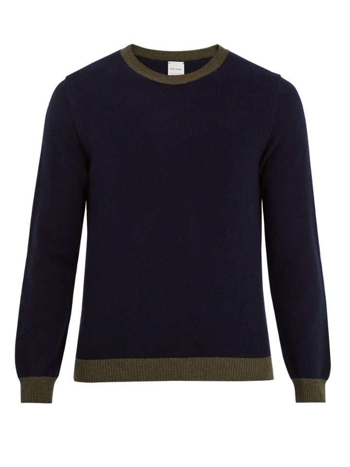 Paul Smith Bi-colour Crew-neck Wool Sweater