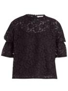 See By Chloé Ruffled-cuff Lace-knit Top