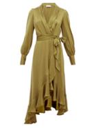 Matchesfashion.com Zimmermann - Super Eight Silk Wrap Midi Dress - Womens - Khaki