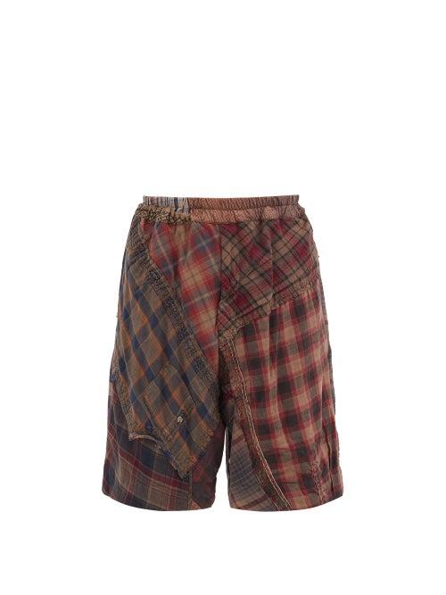 Matchesfashion.com By Walid - Lesley Patchwork Cotton Shorts - Mens - Brown