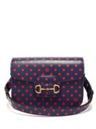 Matchesfashion.com Gucci - 1955 Horsebit Polka-dot Leather Shoulder Bag - Womens - Blue Multi