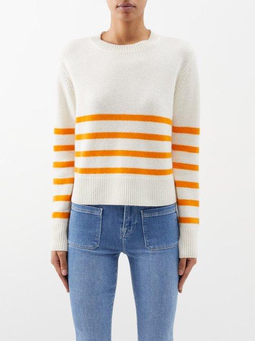 Frame - Clean Striped Cashmere Sweater - Womens - Orange Multi
