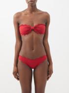 Marysia - Antibes Scalloped Bandeau Bikini Top - Womens - Dark Red