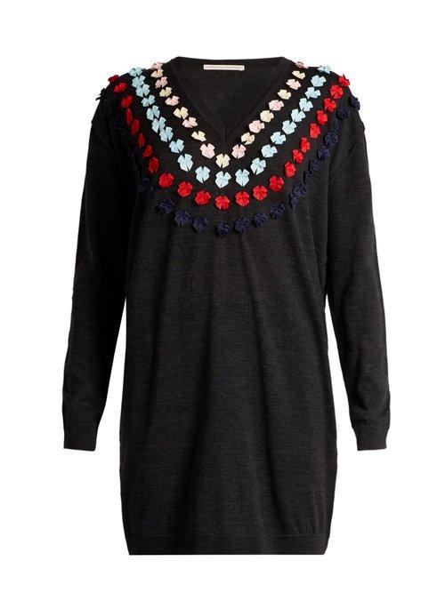 Matchesfashion.com Marco De Vincenzo - Bow Embellished Wool Sweater - Womens - Grey Multi