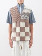 Noma T.d - Patchwork V-neck Wool Sweater Vest - Mens - Brown Multi