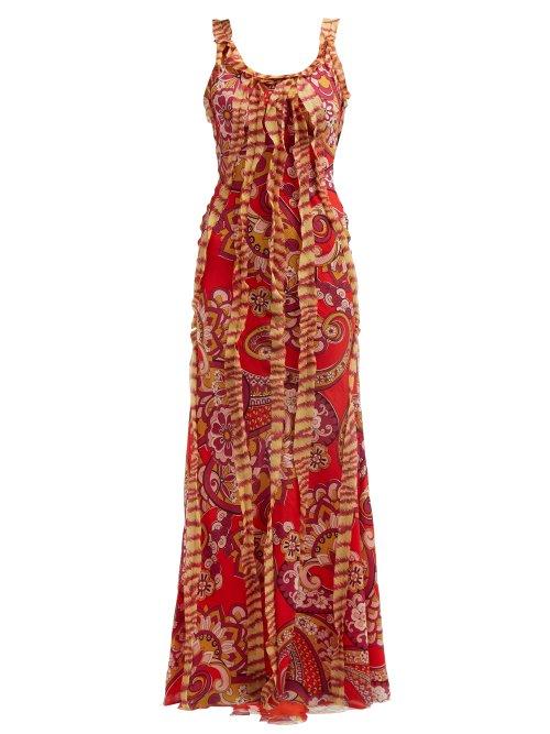 Matchesfashion.com Etro - Floral Print Silk Chiffon Maxi Dress - Womens - Red Multi