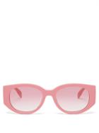 Alexander Mcqueen - Oval Acetate Sunglasses - Womens - Bright Pink