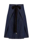 Mm6 By Maison Margiela Wrap-front A-line Denim Skirt