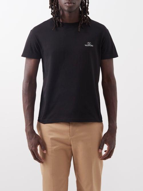 Valentino - Logo-print Cotton-jersey T-shirt - Mens - Black White