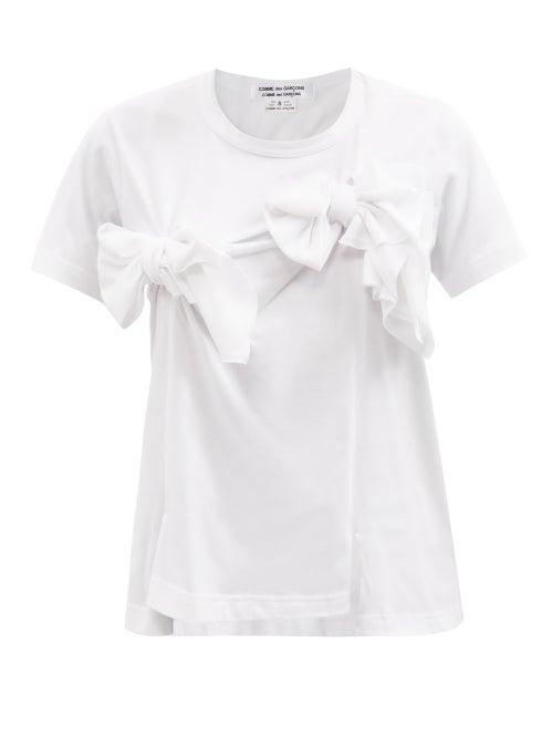 Comme Des Garons Comme Des Garons - Bow-yoke Cotton-jersey T-shirt - Womens - White