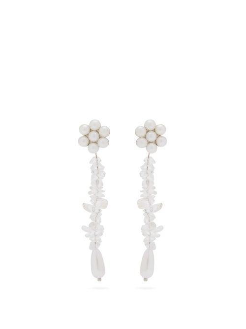 Matchesfashion.com Shrimps - Douglas Faux-pearl & Crystal Drop Earrings - Womens - Clear