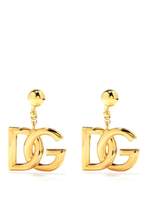 Dolce & Gabbana - Logo-drop Metal Earrings - Womens - Gold
