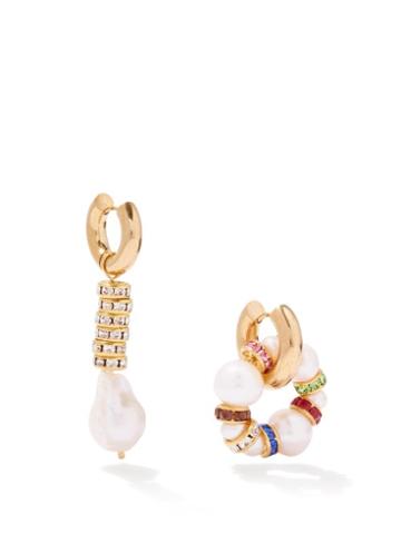 Timeless Pearly - Pearl & Gold-plated Hoop Earrings & Charm Set - Womens - Multi