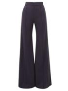 Matchesfashion.com Chlo - High Rise Wool Blend Flared Trousers - Womens - Navy Multi
