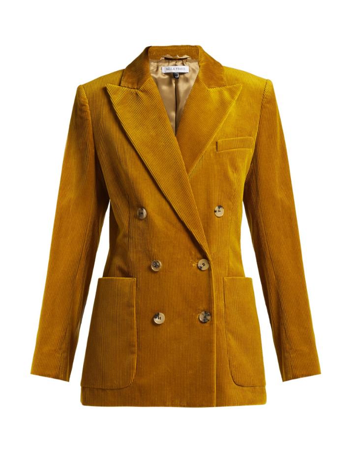Bella Freud Bianca Double-breasted Cotton-corduroy Jacket