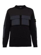 Matchesfashion.com Stone Island - Mixed Fabric Tech Pocket Knitted Sweater - Mens - Multi