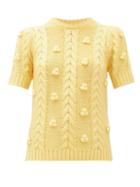 Matchesfashion.com Shrimps - Elea Cable Knit Merino Wool Blend Sweater - Womens - Yellow