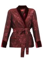 Matchesfashion.com F.r.s - For Restless Sleepers - Plutone Velvet Trim Jacquard Wrap Jacket - Womens - Burgundy
