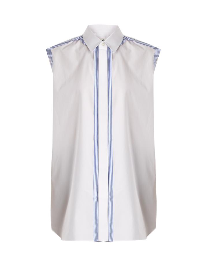 Maison Margiela Contrast-trim Sleeveless Cotton-poplin Shirt