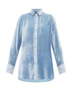 Matchesfashion.com Sies Marjan - Sander Silk Blend Velvet Corduroy Shirt - Womens - Light Blue