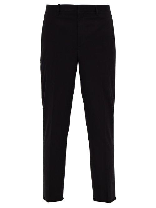 Matchesfashion.com Neil Barrett - Satin Striped Twill Straight Leg Trousers - Mens - Black
